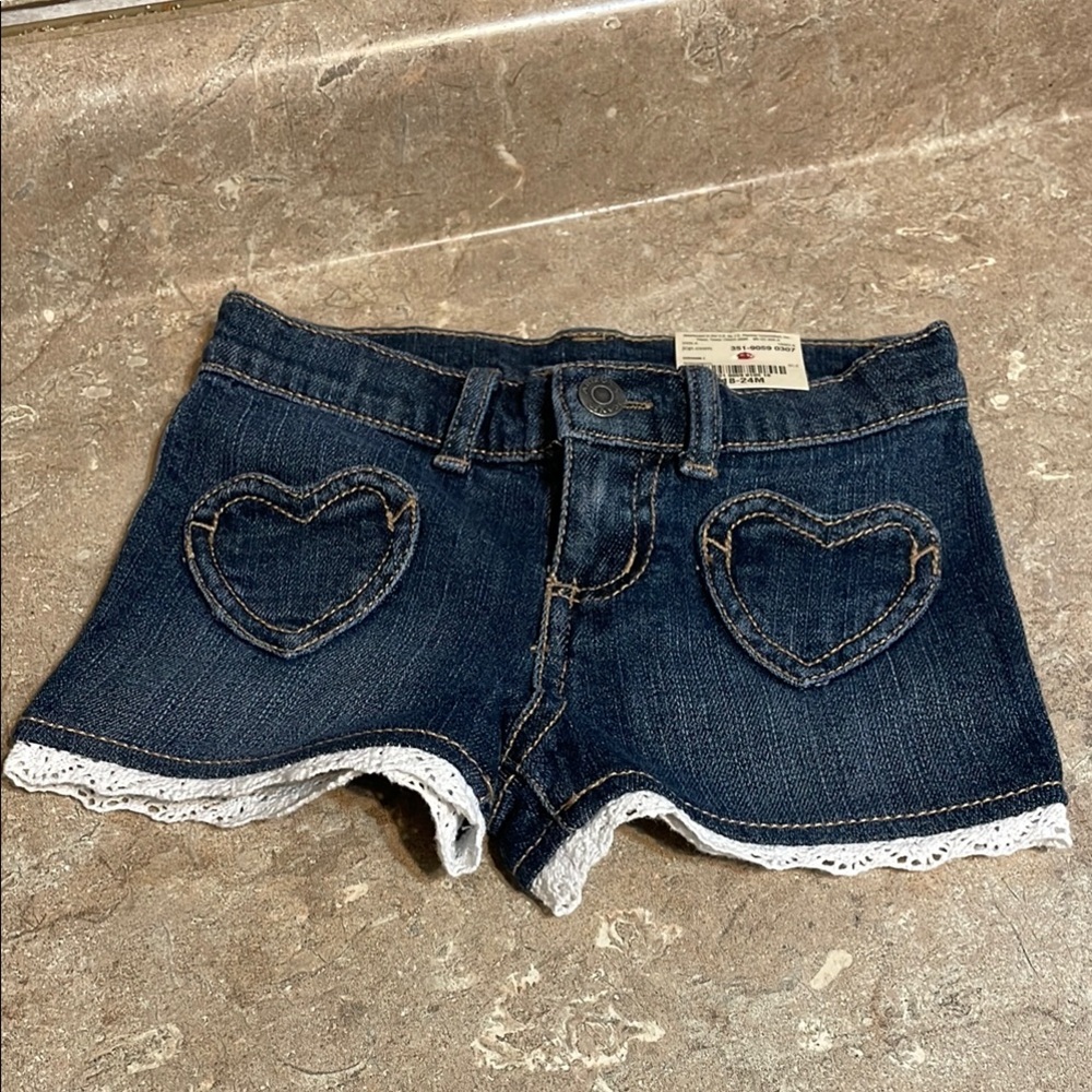 Arizona  Size 18-24 Months Jean Company Dark Blue Jean Shorts with Lace